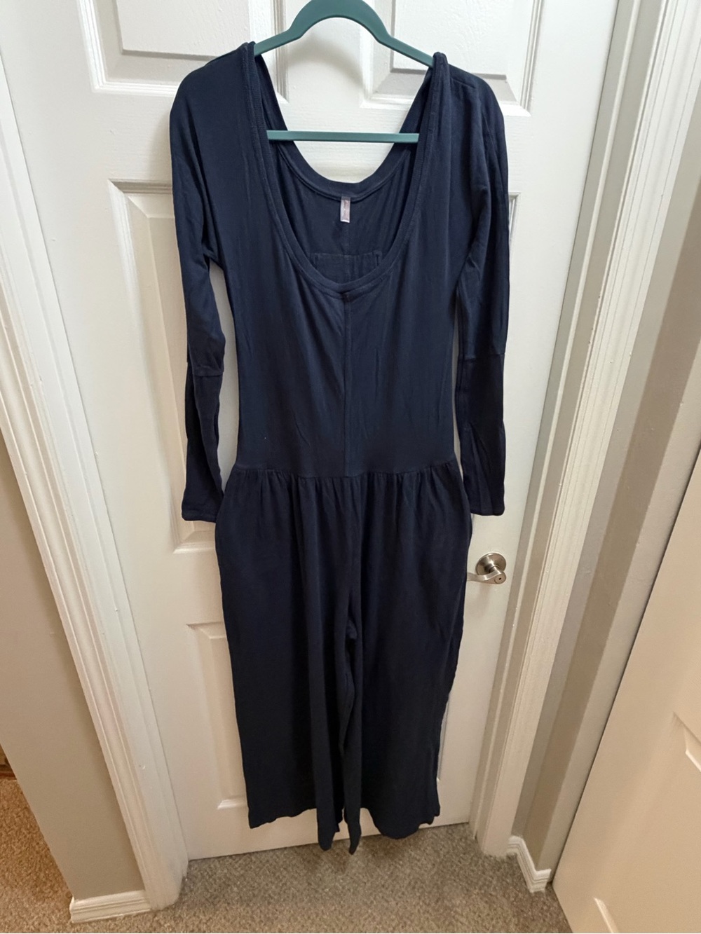 Free People FP Movement Hot Shot Wide Leg Long Sleeve Onesie Jumpsuit navy - Picture 7 of 13
